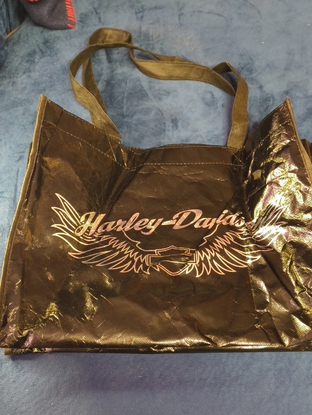 Harley-Davidson Black Tote with Metallic Pink Wing Logo